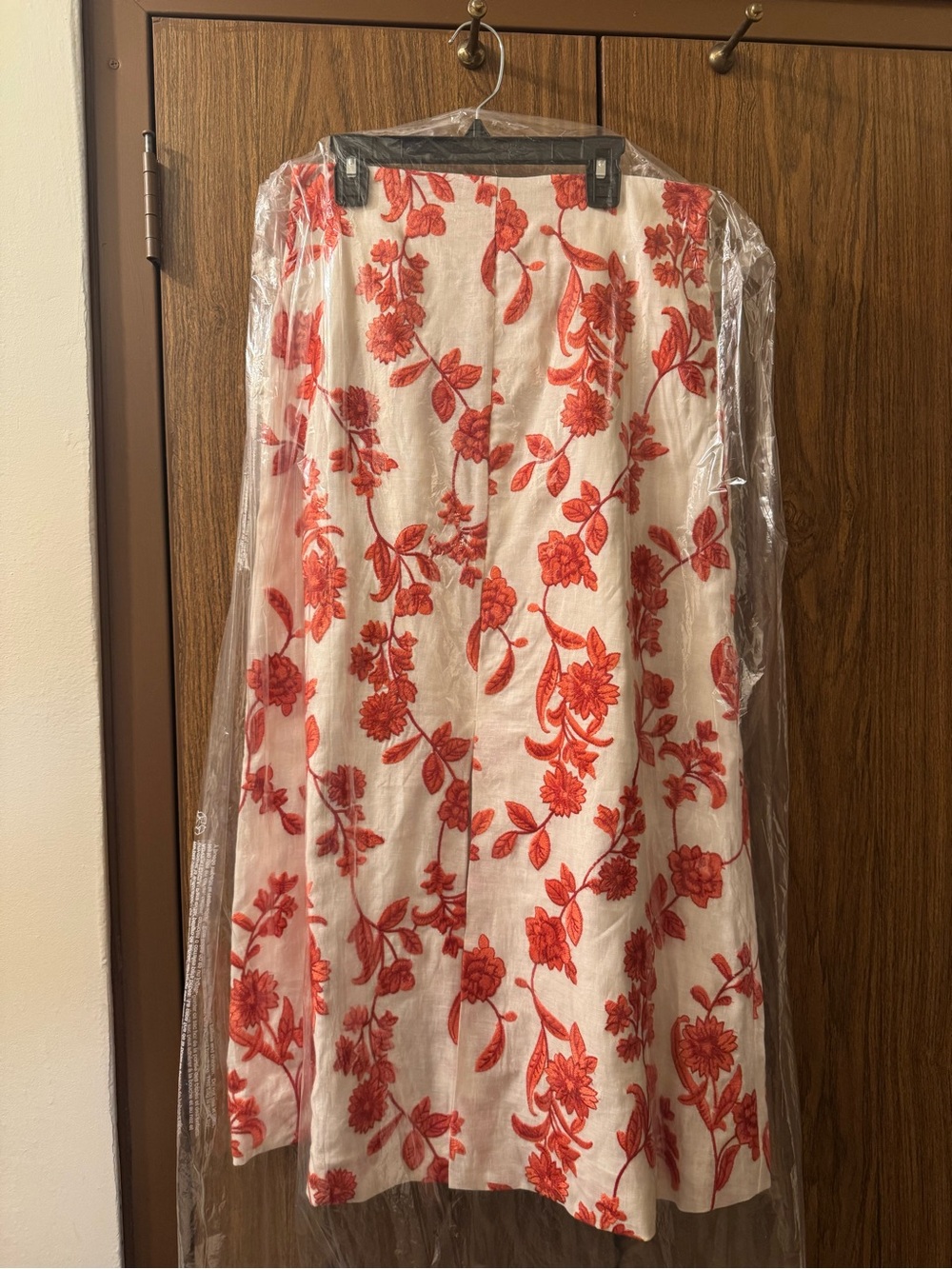 NWT Rebecca Taylor Scarlet Embroidered Linen Skirt Ivory Red Coral Size 6 - Picture 13 of 15